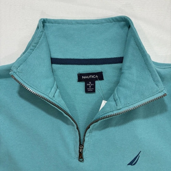 Nautica Men's Teal Half-Zip Sweater - Picture 2 of 10